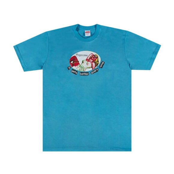 Brand New! Supreme S/S 19 It Gets Better Every Time Tee (Light Slate) Large